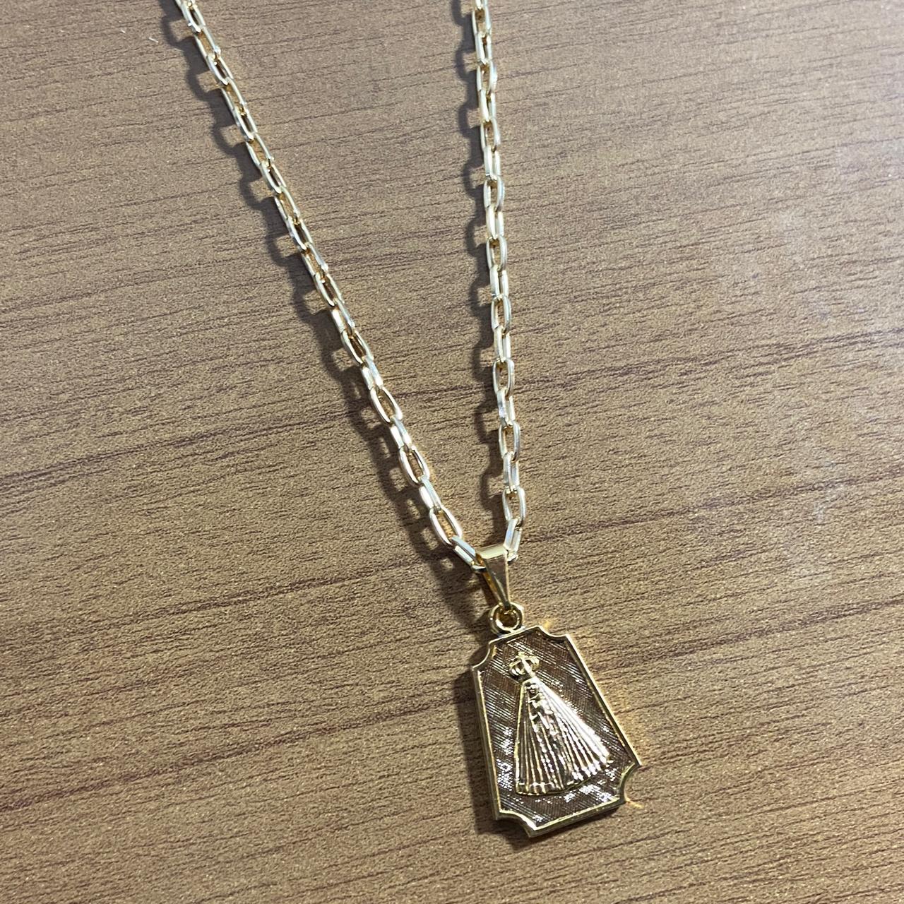 CORRENTE DOURADA NOSSA SENHORA APARECIDA MOD3 ( 1 UNIDADE)