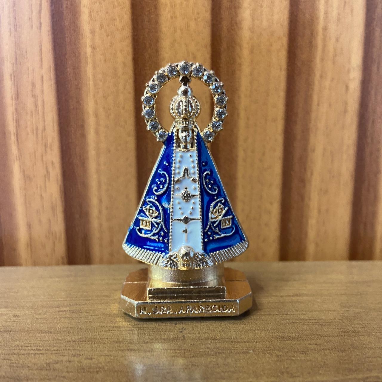 IMAGEM NOSSA SENHORA APARECIDA BRANCA AUREOLA COM STRASS PARA CARRO MOD6 5,4M (12 UNIDADES)