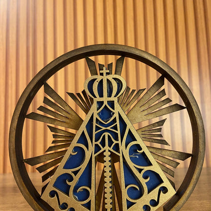 ADORNO DE MESA MDF MANDALA NOSSA SENHORA APARECIDA 14,5CM (1 UNIDADE)