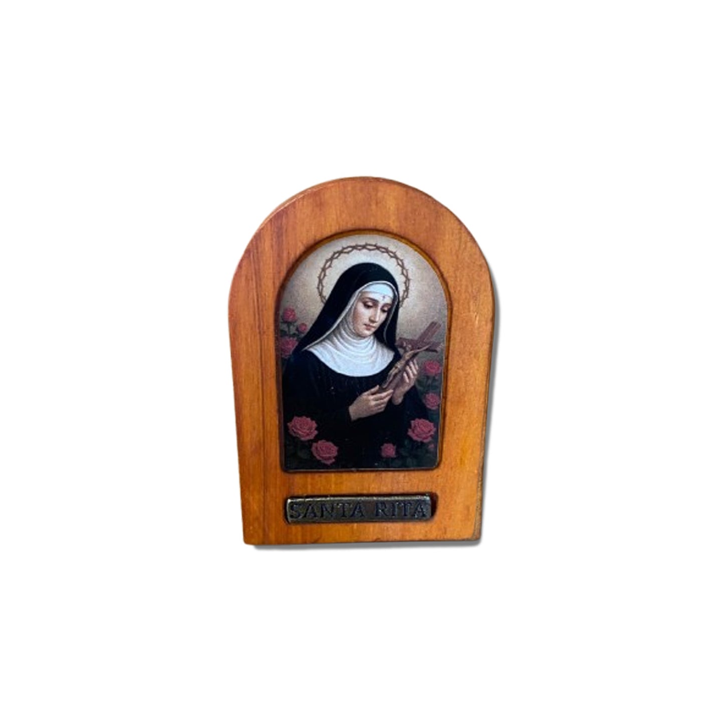 ADORNO DE MESA MADEIRA RESINADA SANTA RITA 11CM (1 UNIDADE)