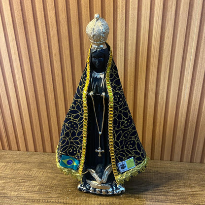 IMAGEM DE GESSO NOSSA SENHORA APARECIDA COM MANTO 33CM (1 UNIDADE)