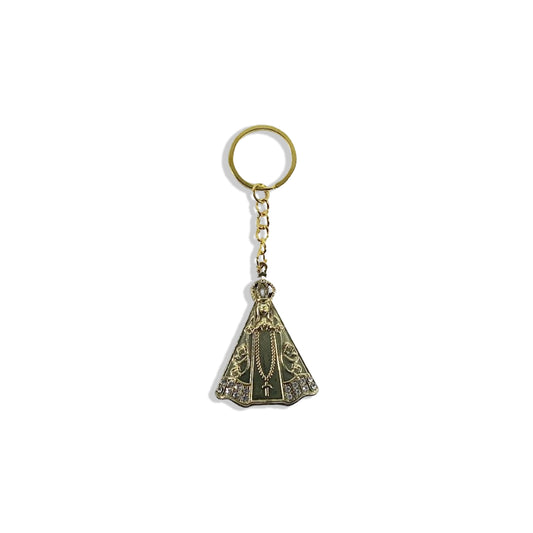 CHAVEIRO LUXO NOSSA SENHORA APARECIDA  DOURADO COM STRASS (6 UNIDADES)
