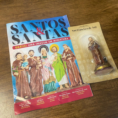 IMAGEM DE RESINA IMPORTADA SÃO FRANCISCO 11,5CM + REVISTA  (1 UNIDADE)