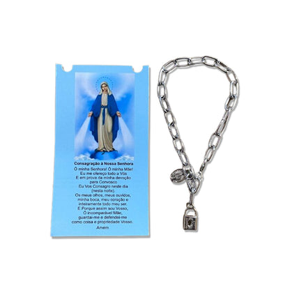 PULSEIRA CADEADO NOSSA SENHORA DAS GRAÇAS NA CARTELA (3 UNIDADES)