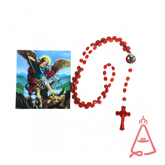 TERÇO ACRÍLICO RESINADO SÃO MIGUEL VERMELHO 6MM (6 UNIDADES)