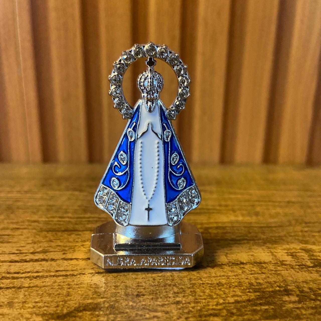 IMAGEM NOSSA SENHORA APARECIDA PARA CARRO PRATA COM AURÉOLA (12 UNIDADES)