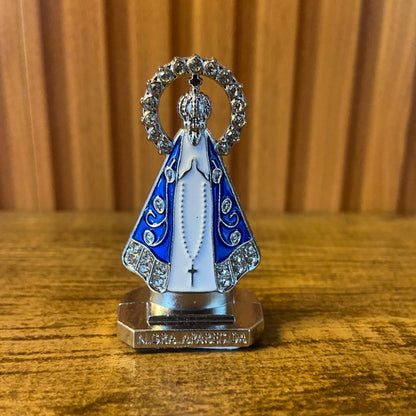IMAGEM NOSSA SENHORA APARECIDA PARA CARRO PRATA COM AURÉOLA (12 UNIDADES)