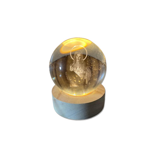 LUMINÁRIA LED BOLA DE VIDRO SAGRADO CORAÇÃO DE JESUS (1 UNIDADE)