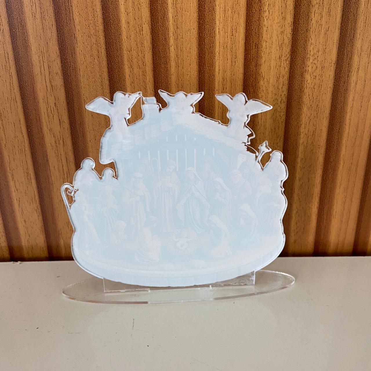 ADORNO DE MESA ACRÍLICO RESINADO PRESÉPIO 10,5CM (1 UNIDADE)