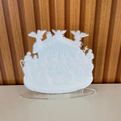 ADORNO DE MESA ACRÍLICO RESINADO PRESÉPIO 10,5CM (1 UNIDADE)