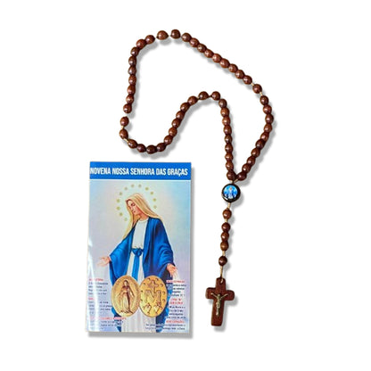TERÇO DE MADEIRA NOSSA SENHORA DAS GRAÇAS MOD2 08MM (3 UNIDADES)