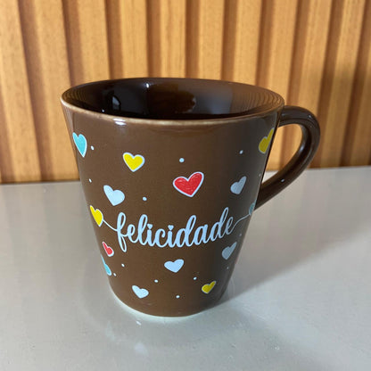 XÍCARA MARROM FELICIDADE 120ML (1 UNIDADE)