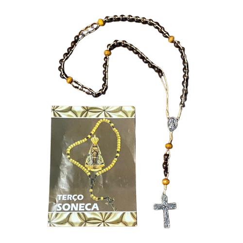 TERÇO DE MADEIRA SONECA NOSSA SENHORA APARECIDA 8MM(1 UNIDADE)