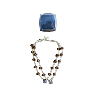 PULSEIRA ESCAPULARIO CRISTAL CARAMELO (3 UNIDADES)