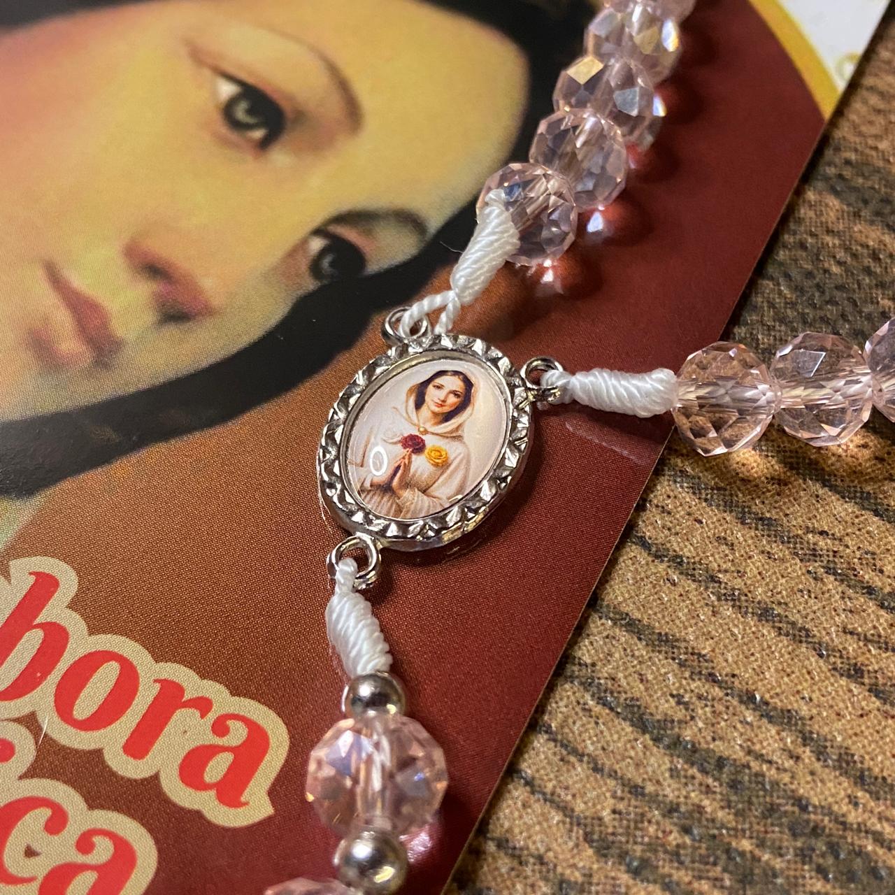 TERÇO CRISTAL ROSA MÍSTICA 8MM (1 UNIDADE)