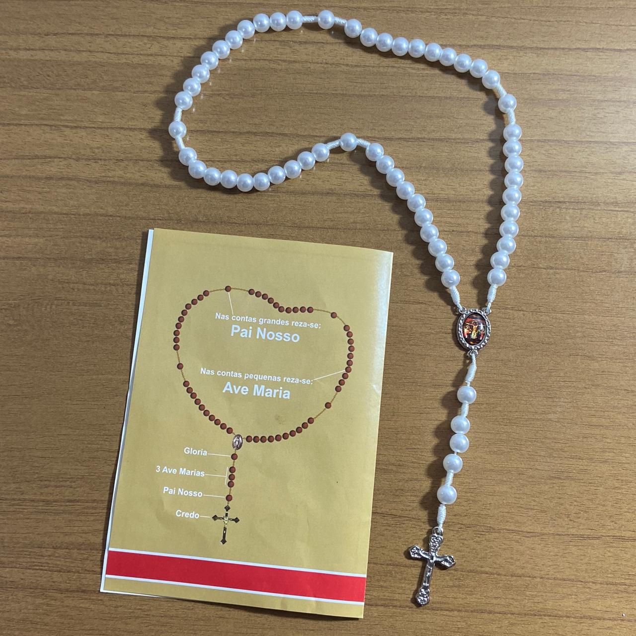 TERÇO PÉROLA PRECIOSÍSSIMO SANGUE DE JESUS 8MM (1 UNIDADE)