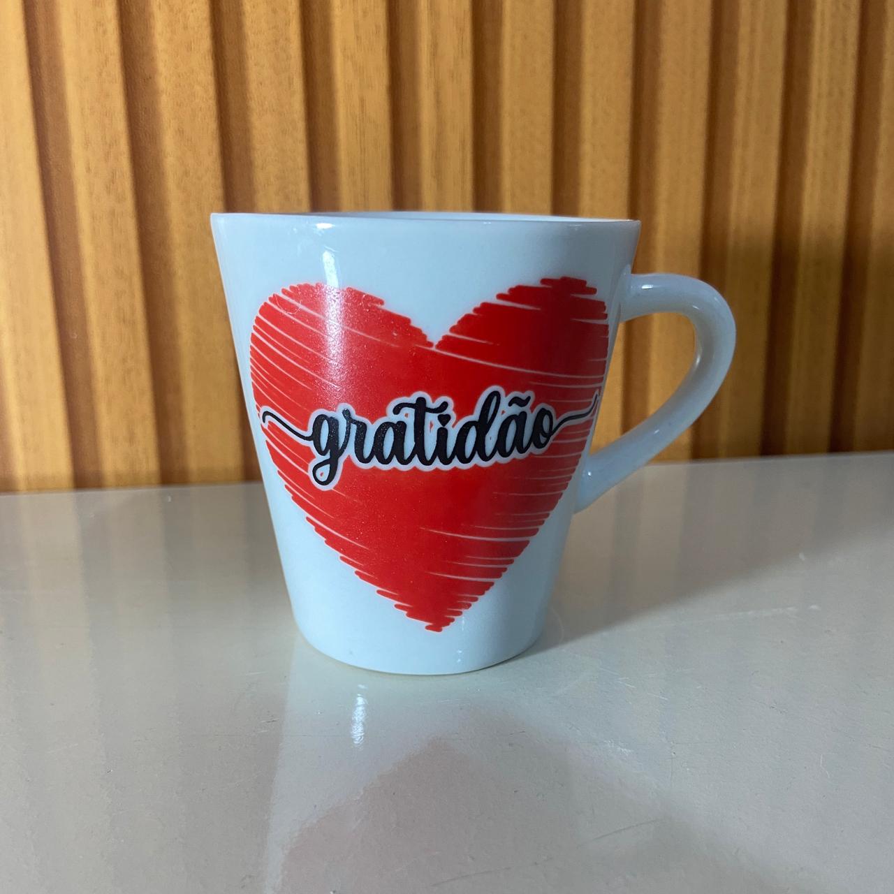 XÍCARA BRANCA GRATIDÃO MOD1 120ML (1 UNIDADE)