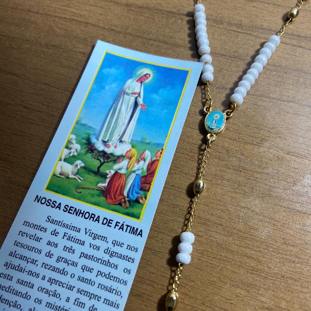 TERÇO PÉROLA NOSSA SENHORA DE FÁTIMA 4MM (1 UNIDADE)