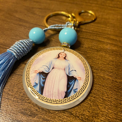 CHAVEIRO LUXO MEDALHA RESINADA NOSSA SENHORA DAS GRAÇAS  (1 UNIDADE)