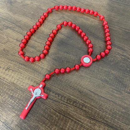 TERÇO NOSSA SENHORA APARECIDA  VERMELHO 10MM (6 UNIDADES)