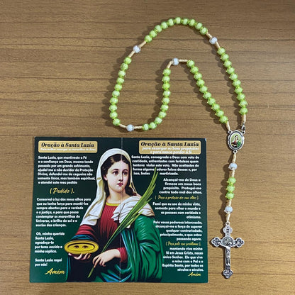 TERÇO ACRÍLICO VERDE COM FECHO SANTA LUZIA 08MM (1 UNIDADE)