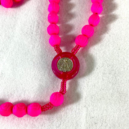 TERÇO CONTA DE ROSAS  ROSA 8MM (6 UNIDADES)