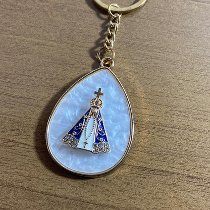 CHAVEIRO LUXO NOSSA SENHORA APARECIDA GOTA MADREPÉROLA (6 UNIDADES)