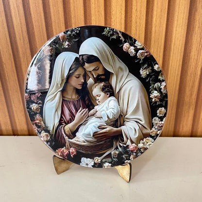 ADORNO DE MESA ACRÍLICO RESINADO SAGRADA FAMÍLIA MOD2 15CM (1 UNIDADE)