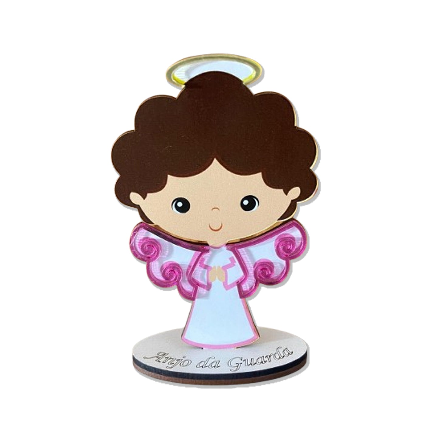 IMAGEM MDF INFANTIL COM ACRÍLICO ANJINHO DA GUARDA ROSA 12,5CM (1 UNIDADE)