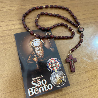 TERÇO DE MADEIRA SÃO BENTO 8MM (3 UNIDADES)