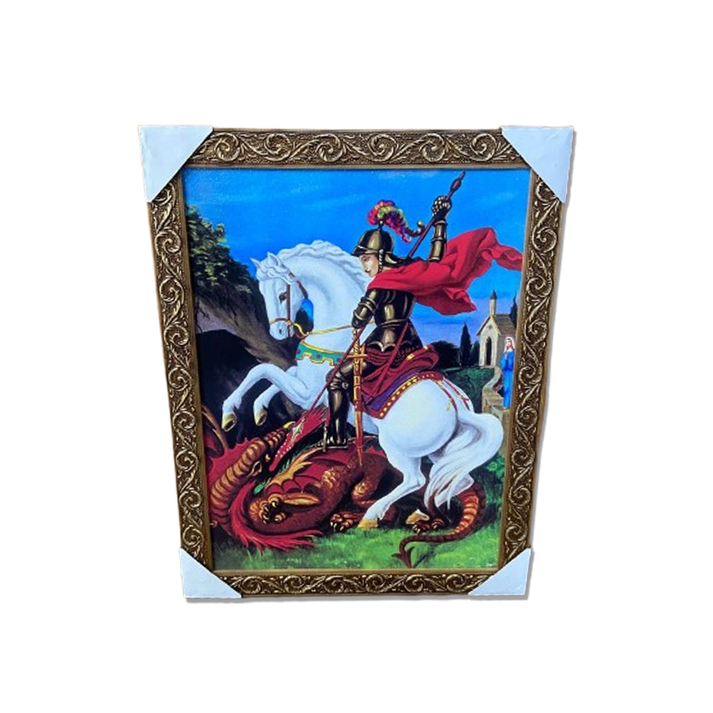 QUADRO COM MOLDURA RESINADO SÃO JORGE 45CMX35CM (1 UNIDADE)