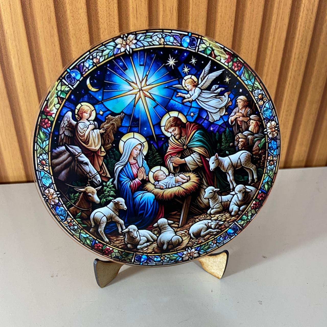 ADORNO DE MESA ACRÍLICO RESINADO PRESÉPIO MOD3 15CM (1 UNIDADE)