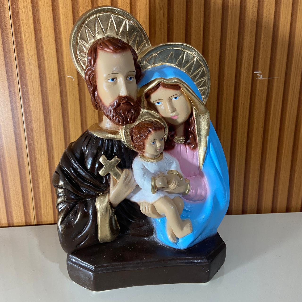 BUSTO DE GESSO SAGRADA FAMÍLIA 28CM (1 UNIDADE)