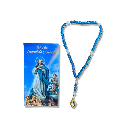 TERÇO PÉROLA AZUL NOSSA SENHORA DA IMACULADA CONCEIÇÃO 6MM (1 UNIDADE)