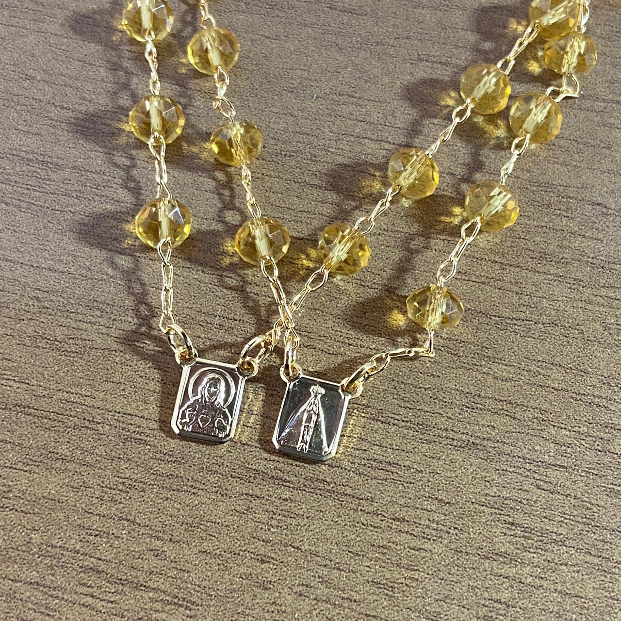 PULSEIRA ESCAPULARIO CRISTAL AMARELO (3 UNIDADES)