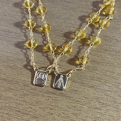 PULSEIRA ESCAPULARIO CRISTAL AMARELO (3 UNIDADES)