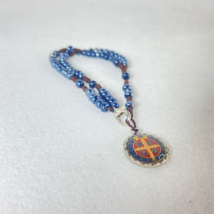 TERÇO PULSEIRA MIÇANGA MEDALHA SÃO BENTO (6 UNIDADES)