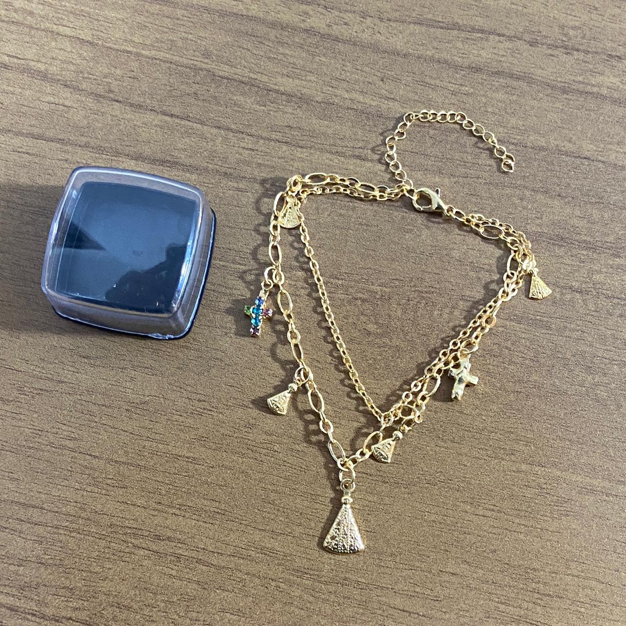 PULSEIRA DOURADA NOSSA SENHORA APARECIDA MOD3 (3 UNIDADES)