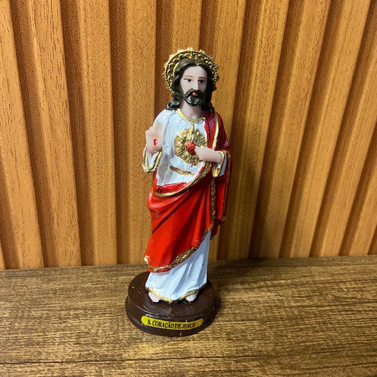 IMAGEM DE RESINA NACIONAL SAGRADO CORAÇÃO DE JESUS 14,5CM (1 UNIDADE)