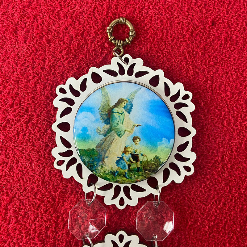 ADORNO DUPLO MINI CIRCULO ANJO DA GUARDA BRANCO (1 UNIDADE)