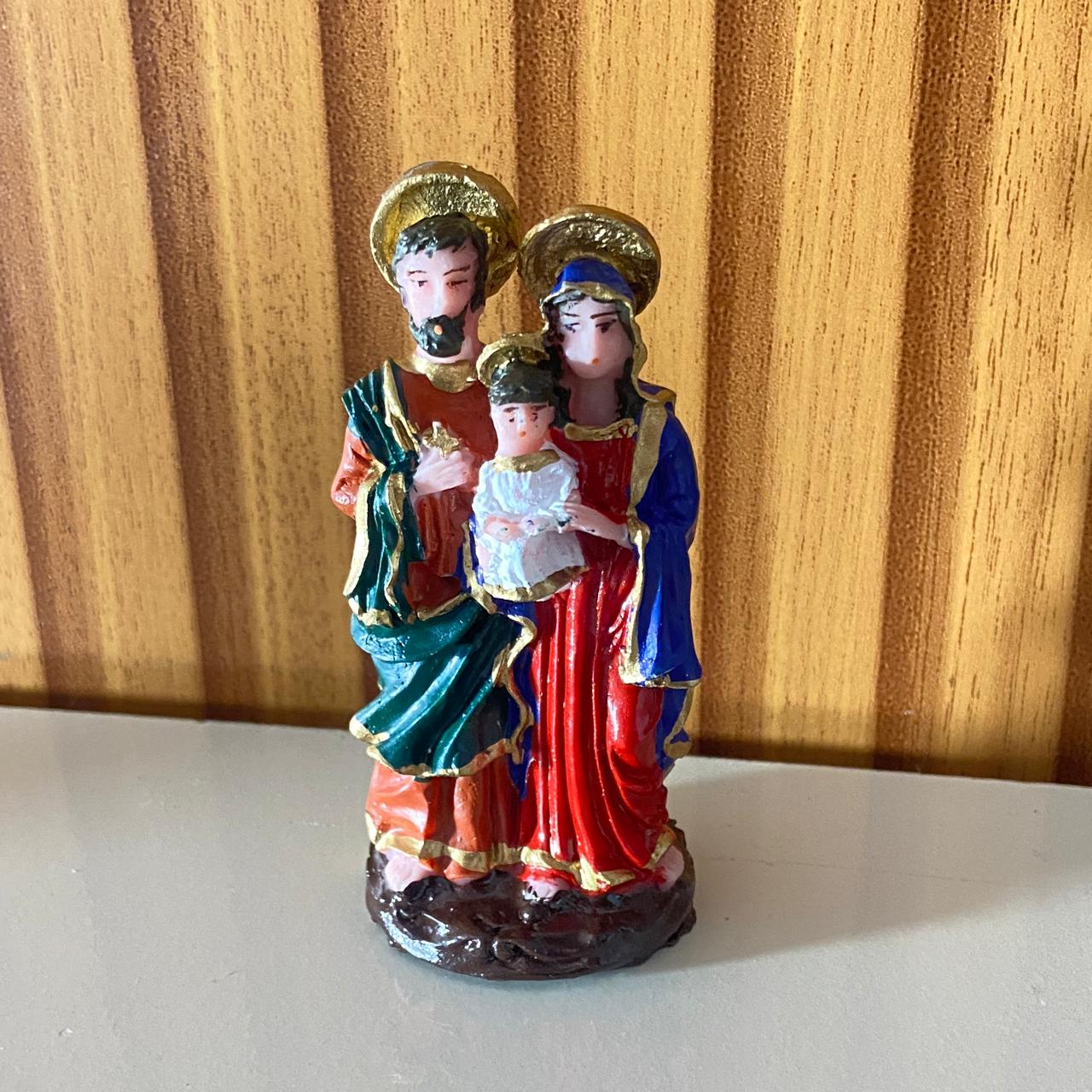 IMAGEM DE RESINA NACIONAL SAGRADA FAMÍLIA 07CM (3 UNIDADES)