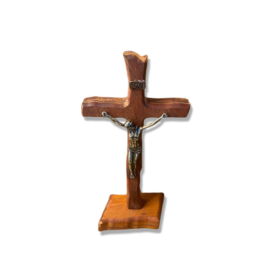 CRUCIFIXO MADEIRA DE MESA ONDULADO 20,5CM (1 UNIDADE)