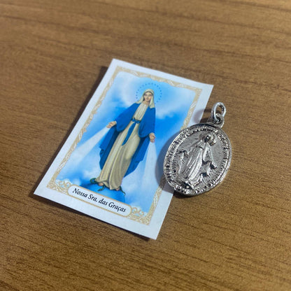 MEDALHA MILAGROSA PRATEADA NOSSA SENHORA DAS GRAÇAS  (1 UNIDADE)