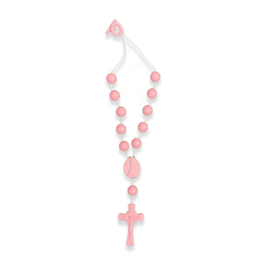 DEZENA PARA CARRO ACRÍLICO NOSSA SENHORA APARECIDA ROSA (6 UNIDADES)