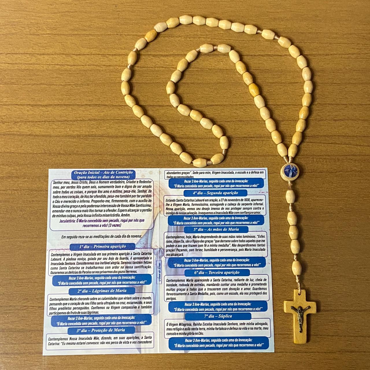 TERÇO DE MADEIRA NOSSA SENHORA DAS GRAÇAS MOD3 08MM (3 UNIDADES)