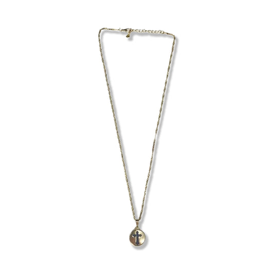 CORRENTE DOURADA REDONDA CRUZ RESINADA (3 UNIDADES)