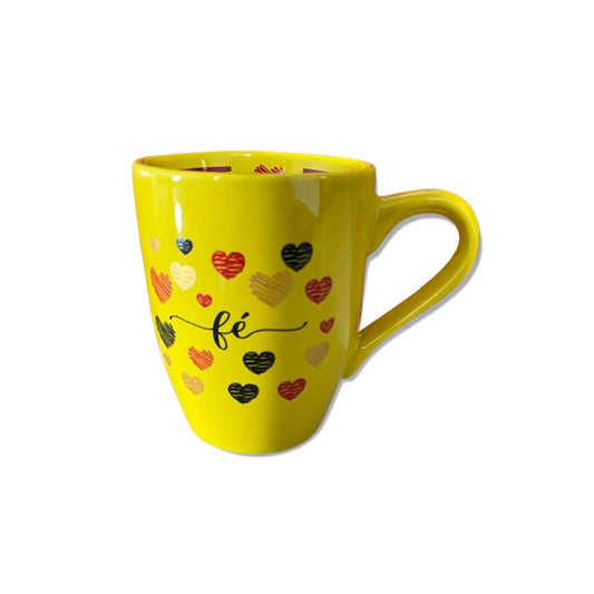 CANECA AMARELA DE PORCELANA FÉ (1 UNIDADE)