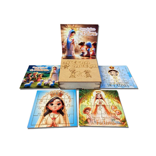 KIT QUEBRA CABEÇA INFANTIL MDF NOSSA SENHORA DE FÁTIMA (5 UNIDADE)