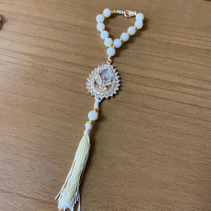 DEZENA PARA CARRO DIVINO ESPÍRITO SANTO AMORA BRANCA MOD1 10MM (3 UNIDADES)