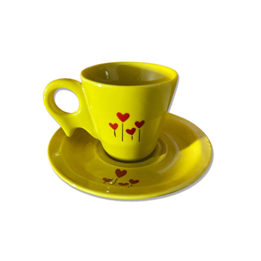 XÍCARA COM PIRES FLOR AMARELA 100ML (1 UNIDADE)